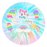 Lofaris Circle Colorful Rainbow Pop It Birthday Party Backdrop